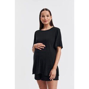 Legoe Heritage Maternity Fluid Jersey Boyfriend Tee Navy Blue 2 L